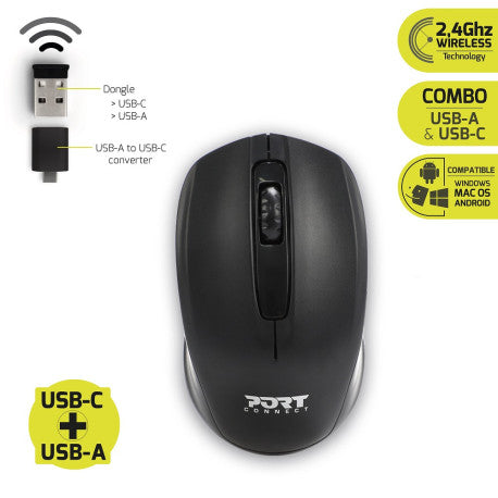 Port Designs 15.6-inch Toploading Laptop Bag and Wireless Mouse Bundle (501873) — front view