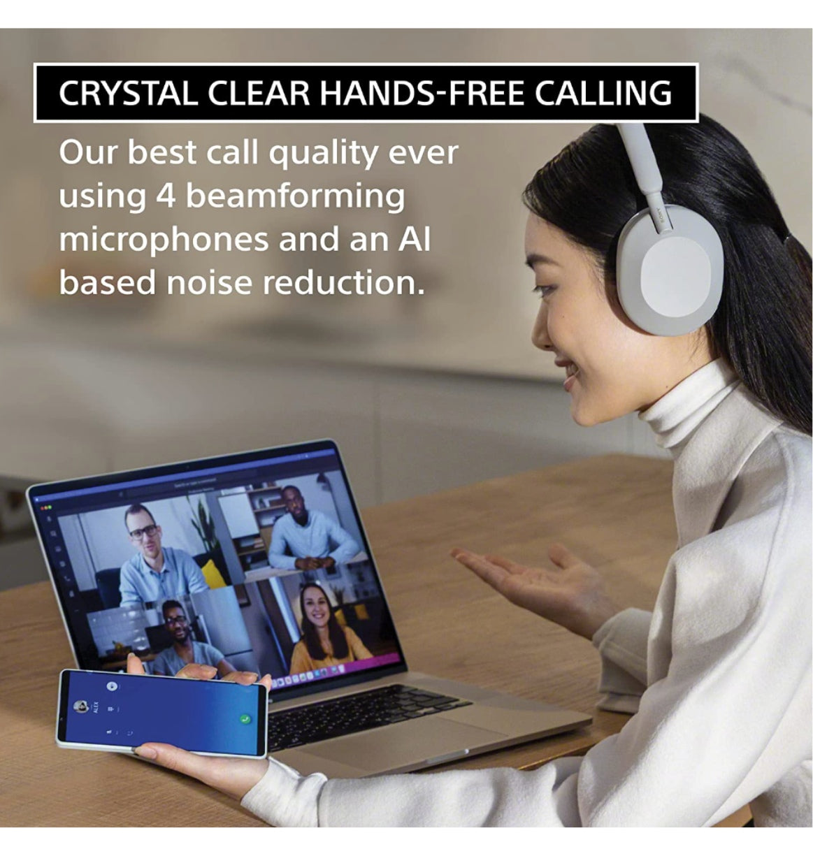 Sony Wh1000xm5 Noise Cancelling Wireless Headphones Silver product image 7