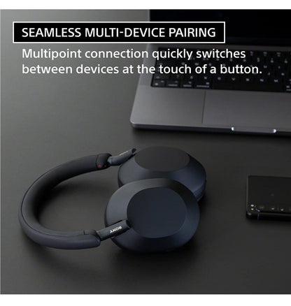 Sony Wh1000xm5 Noise Cancelling Wireless Headphones Silver — rear view