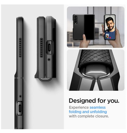 Spigen Samsung Galaxy Z Fold 4 Premium Tough Armor Case Black — in use