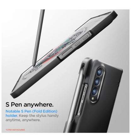 Spigen Samsung Galaxy Z Fold 4 Premium Slim Armor Pro Pen Edition Case Black — side view