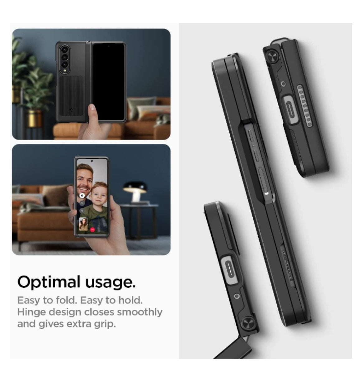 Spigen Samsung Galaxy Z Fold 4 Premium Neo Hybrid S Case Black product image 5