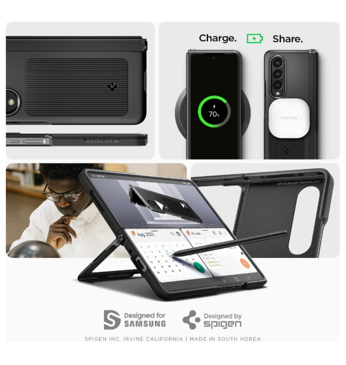 Spigen Samsung Galaxy Z Fold 4 Premium Neo Hybrid S Case Black product image 7