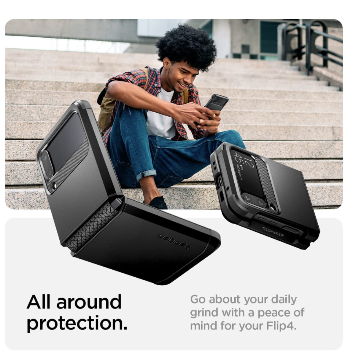 Spigen Samsung Galaxy Z Flip 4 Premium Tough Armor Case Black product image 3