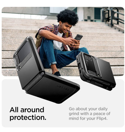 Spigen Samsung Galaxy Z Flip 4 Premium Tough Armor Case Black — side view