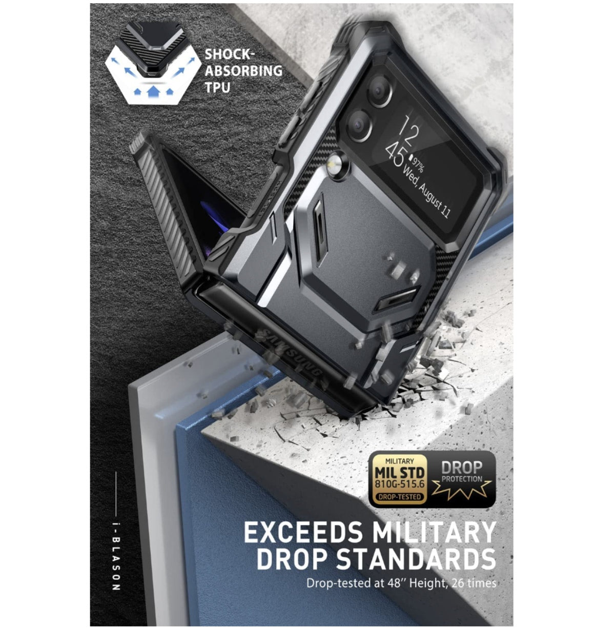 I-Blason Samsung Galaxy Z Flip 4 Premium Full Body Armorbox Protective Holster Case Black product image 3