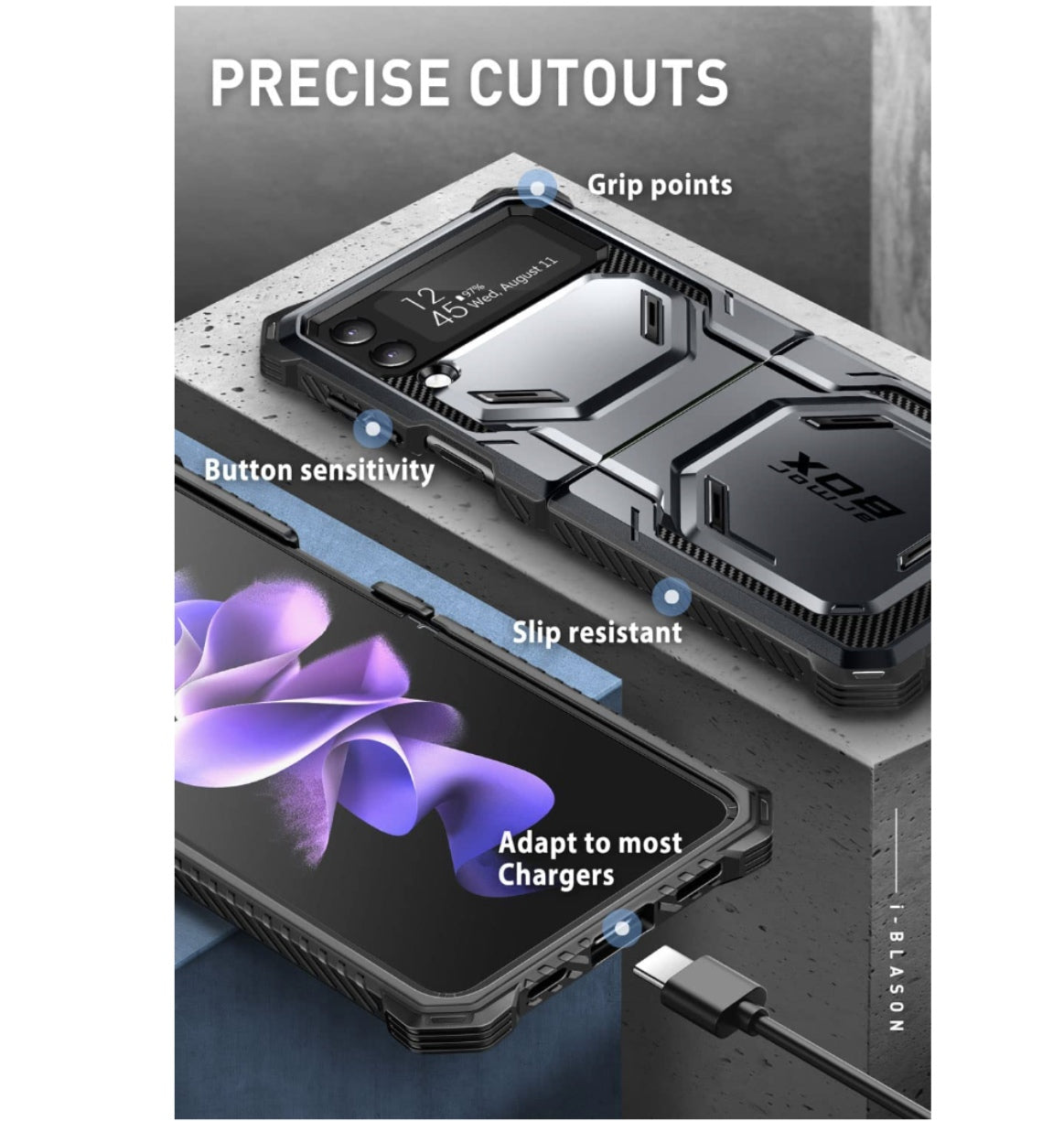 I-Blason Samsung Galaxy Z Flip 4 Premium Full Body Armorbox Protective Holster Case Black product image 4