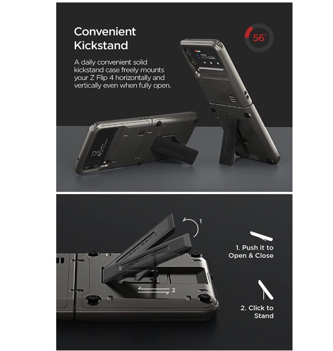 Vrs Samsung Galaxy Z Flip 4 Premium Rugged Hard Drop Robot Vibe Case Black product image 3