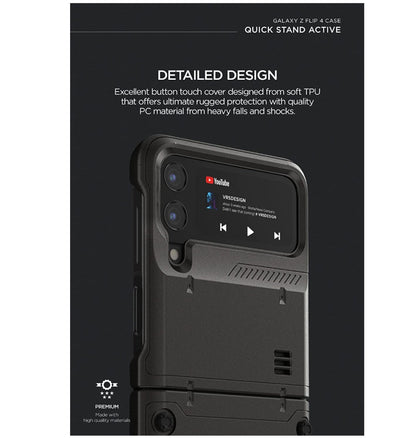 Vrs Samsung Galaxy Z Flip 4 Premium Rugged Hard Drop Robot Vibe Case Black — in use