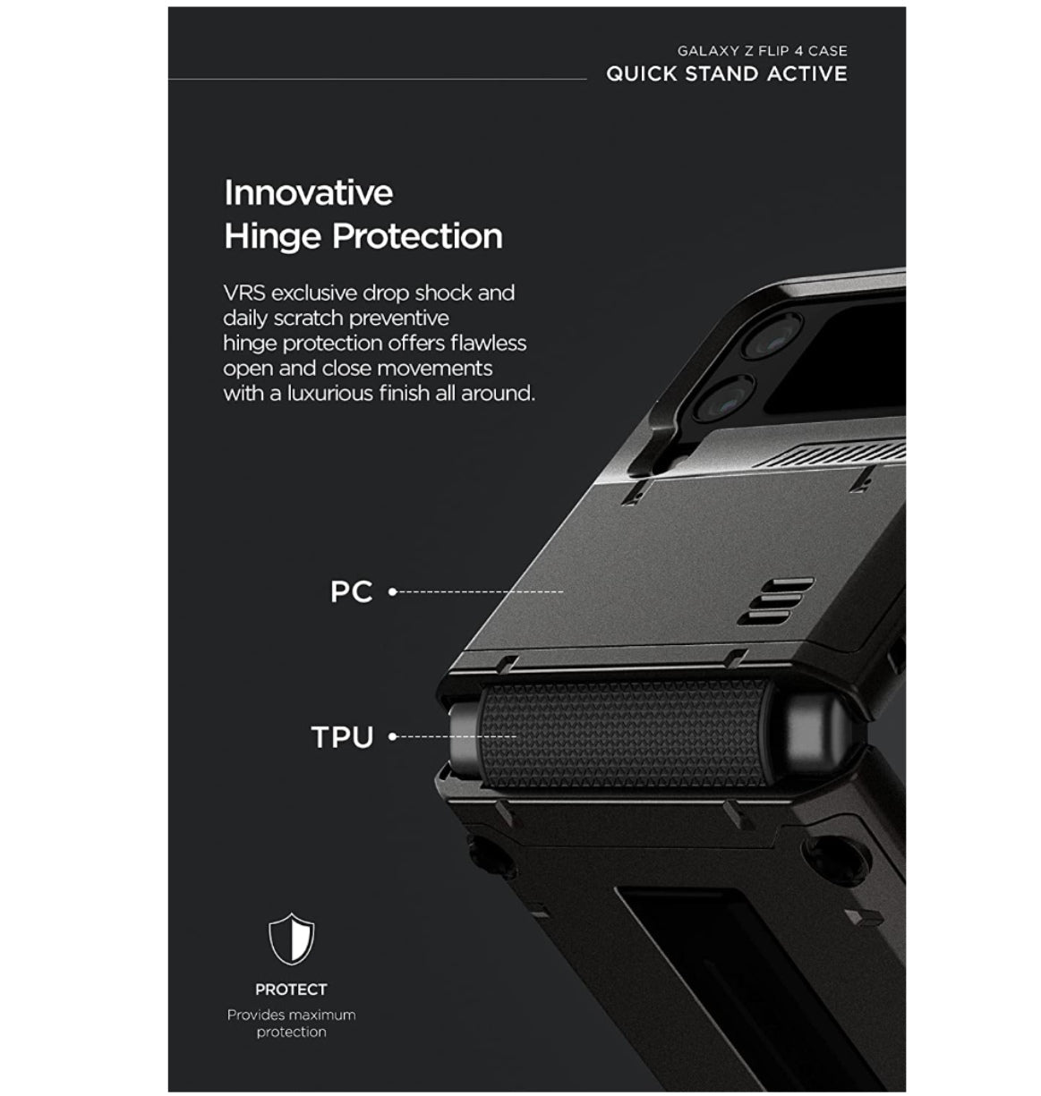 Vrs Samsung Galaxy Z Flip 4 Premium Rugged Hard Drop Robot Vibe Case Black product image 9