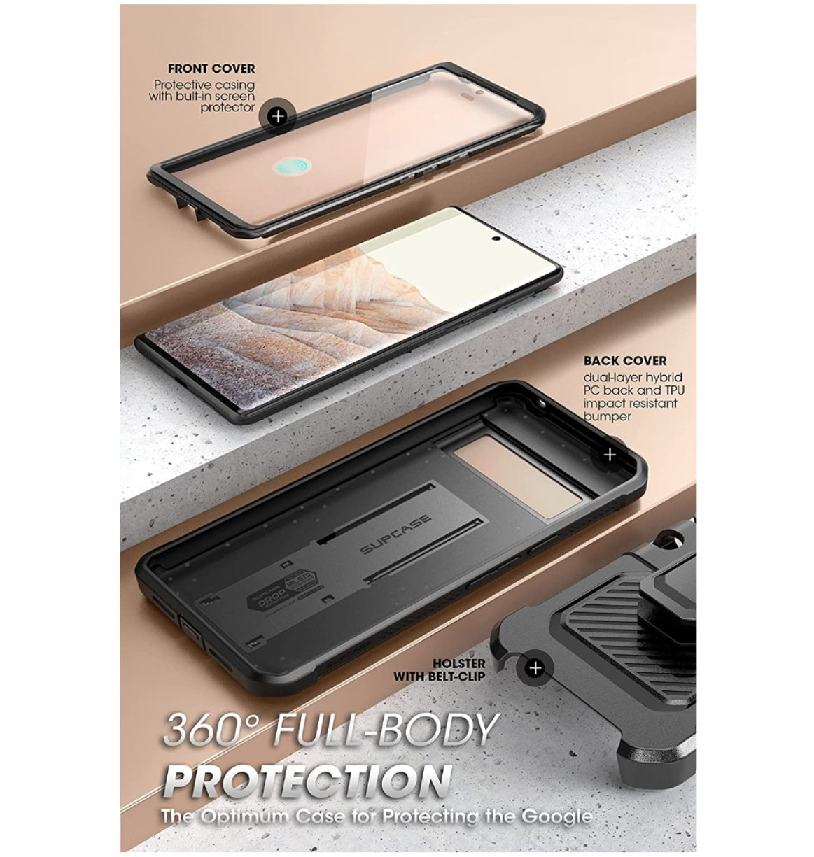 Supcase Google Pixel 7 Pro Full Body Rugged Protective Case Black product image 2
