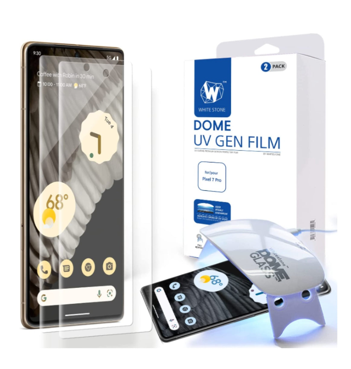 Whitestone Google Pixel 7 Pro Uv Gen Hard Coated Film Screen Protector 2pk product image 1