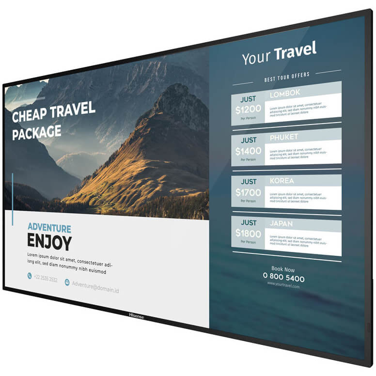 Hisense 65″ 4K UHD Signage Display (65B4E31T) — side view