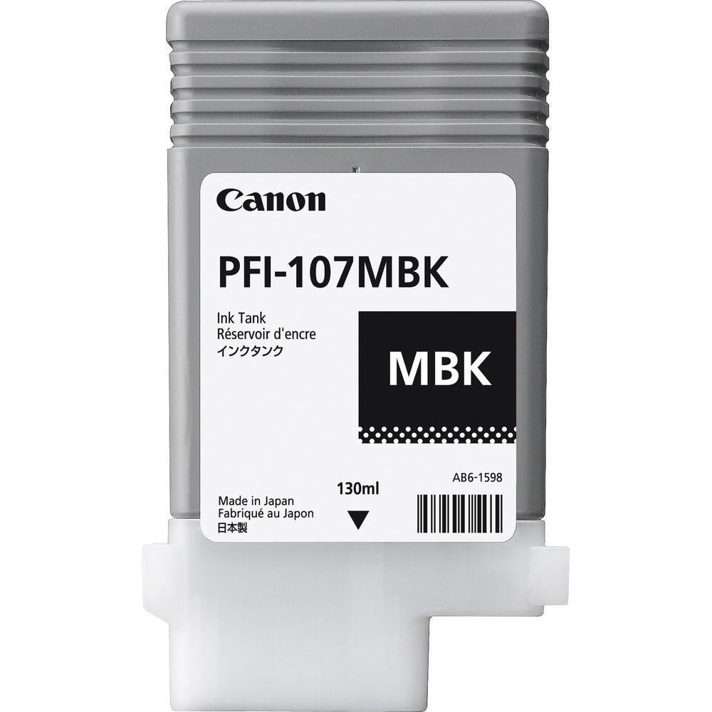 Canon PFI-107MBK 130ml Matte Black Ink Cartridge (6704B001AA) image 1