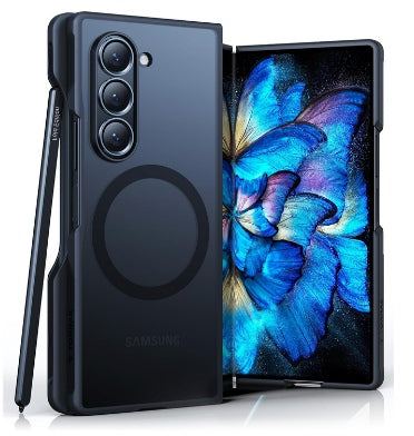 Torras Samsung Galaxy Z Fold 6 Premium MagSafe Slim Translucent Bumper Case With Pen Holder Black/Clear product image 1