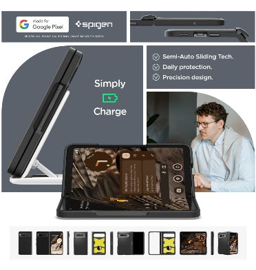 Spigen Google Pixel Fold Premium Slim Armor Pro Case Black — ports and connectors