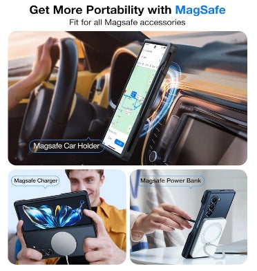 Torras Samsung Galaxy Z Fold 6 Premium MagSafe Slim Translucent Bumper Case With Pen Holder Black/Clear product image 3