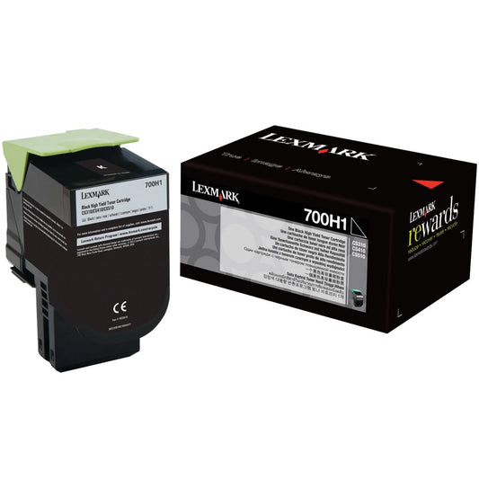 Genuine Lexmark 700H1 Black High Yield Toner Cartridge (70C0H10) image 1