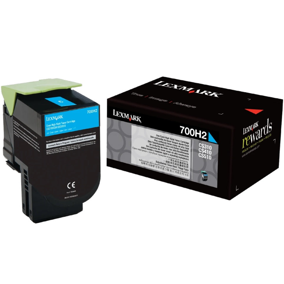 Genuine Lexmark 700H2 Cyan High Yield Toner Cartridge (70C0H20) image 1