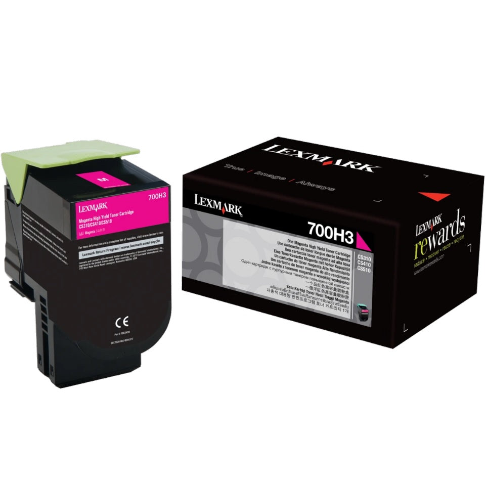 Genuine Lexmark 700H3 Magenta High Yield Toner Cartridge (70C0H30) image 1