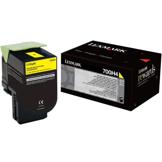 Genuine Lexmark 700H4 Yellow High Yield Toner Cartridge (70C0H40) image 1