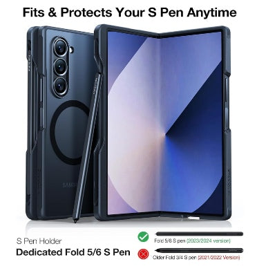 Torras Samsung Galaxy Z Fold 6 Premium MagSafe Slim Translucent Bumper Case With Pen Holder Black/Clear product image 6