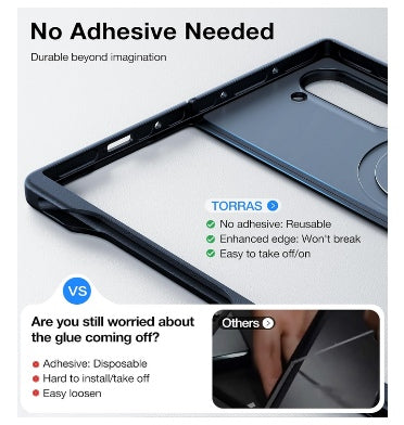 Torras Samsung Galaxy Z Fold 6 Premium MagSafe Slim Translucent Bumper Case With Pen Holder Black/Clear product image 7