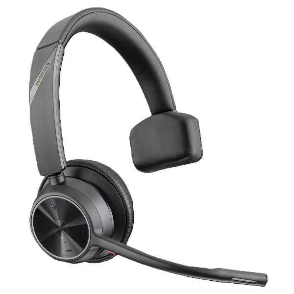 Poly Voyager 4310 UC Monaural Headset + BT700 USB-A Adapter + Charging Stand (77Y92AA) — side view