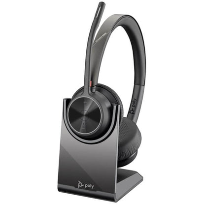 Poly Voyager 4320 USB-C Headset + BT700 Dongle + Charging Stand (77Z31AA) — side view