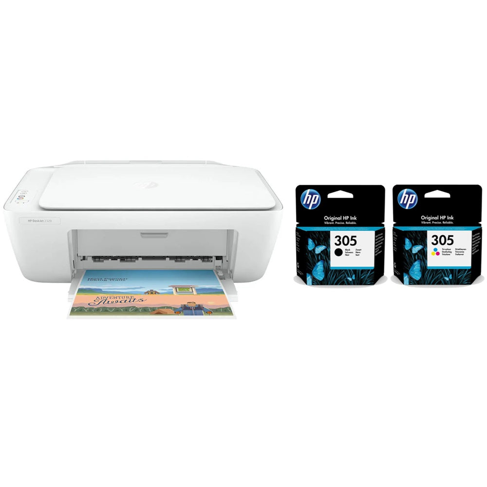 HP DeskJet 2320 All-in-One Printer + Free Genuine HP 305 Black & Tri-Colour Ink Cartridges image 1