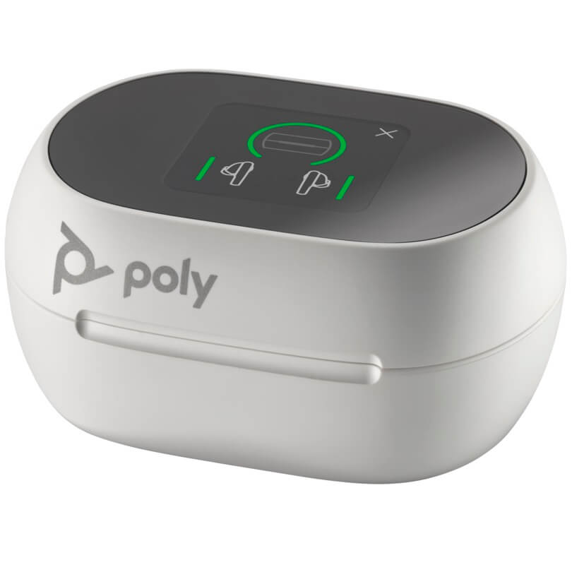 Poly Voyager Free 60+ UC M White Sand Earbuds (7Y8G7AA) — side view