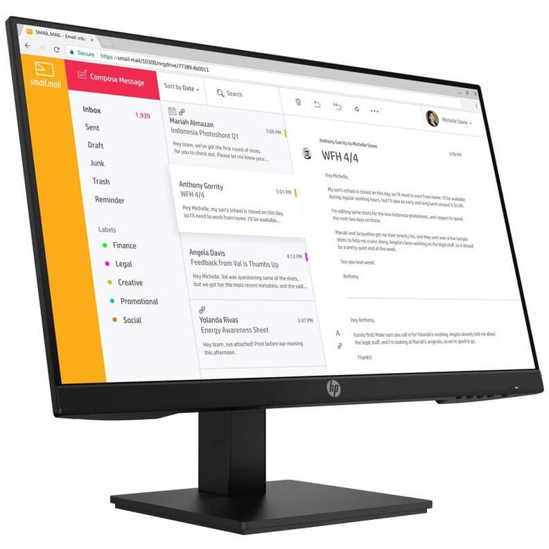 HP P24h G4 23.8″ Full HD Monitor (7VH44AS) — front view