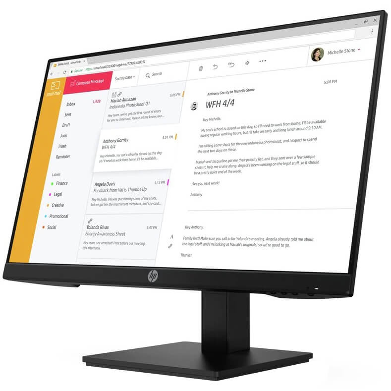HP P24h G4 23.8″ Full HD Monitor (7VH44AS) — side view
