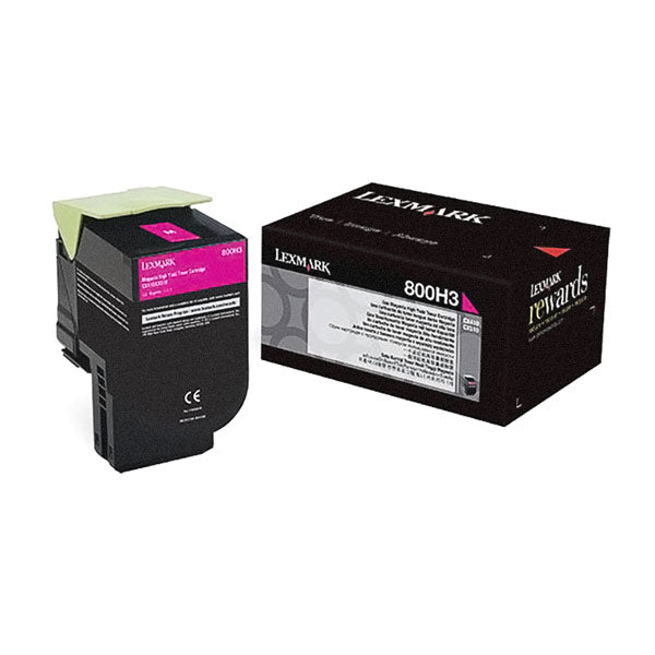 Genuine Lexmark 800H3 Magenta High Yield Toner Cartridge (80C0H30) image 1