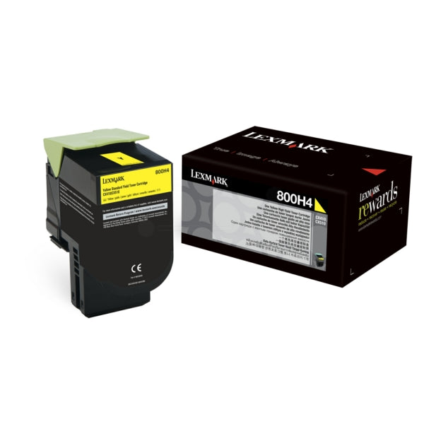 Genuine Lexmark 800H4 Yellow High Yield Toner Cartridge (80C0H40) image 1