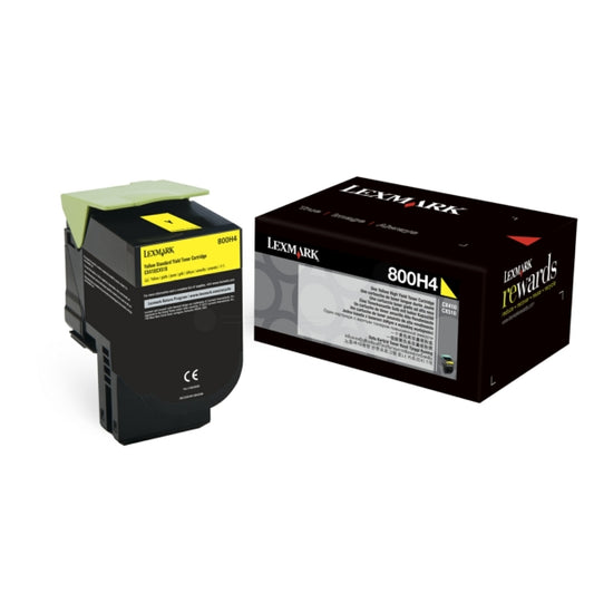 Genuine Lexmark 800H4 Yellow High Yield Toner Cartridge (80C0H40) image 1