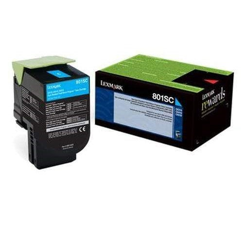 Lexmark 808SC Cyan Return Program Toner Cartridge (80C8SC0) image 1
