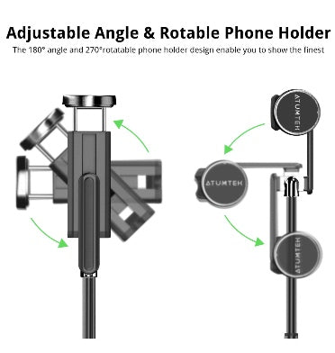 Atumtek Tripod Selfie Stick With Bluetooth Remote Black product image 3