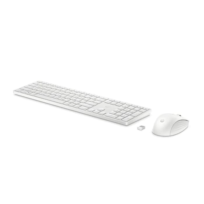 HP 655 Wireless White Keyboard & Mouse Combo (860P8AA) — front view