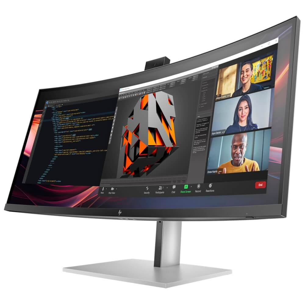 HP Series 7 Pro 734pm 34″ WQHD Curved Conferencing Monitor (8K157AA) — side view