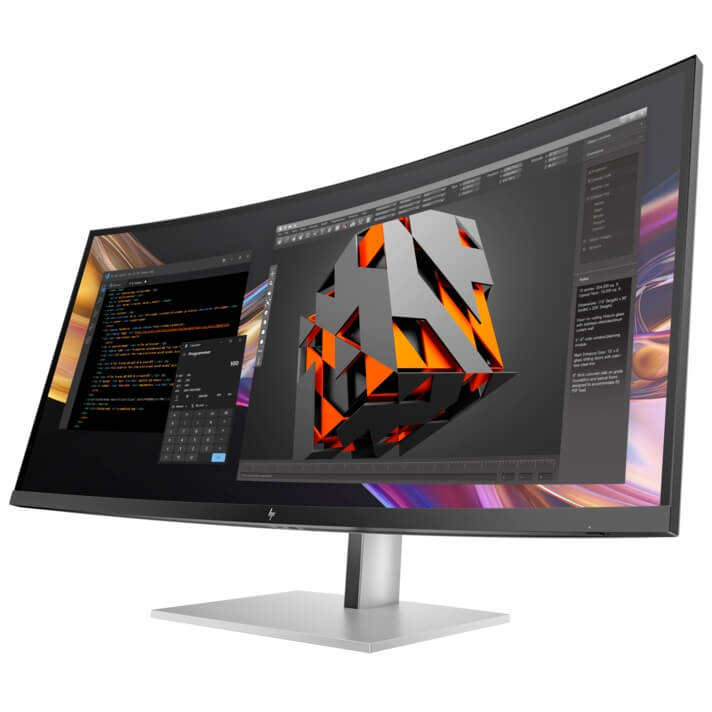HP Series 7 Pro 738pu 37.5″ WQHD+ Thunderbolt 4 Curved Monitor (8K167AA) — side view