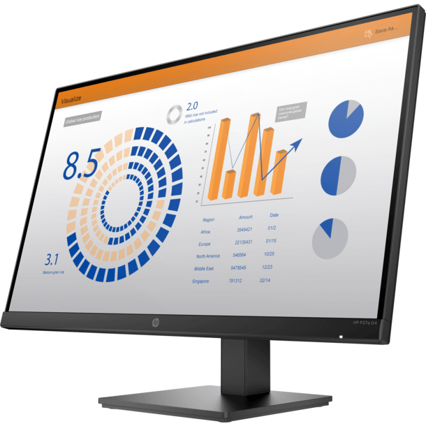 HP P27q G4 27-inch QHD Height Adjust Monitor (8MB11AA) — side view