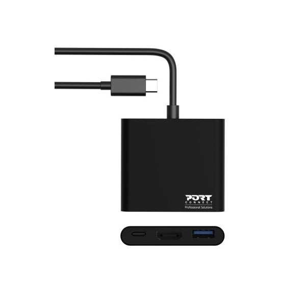 Port Connect 60W USB-C Mini Mobile Docking Station (900140) — front view