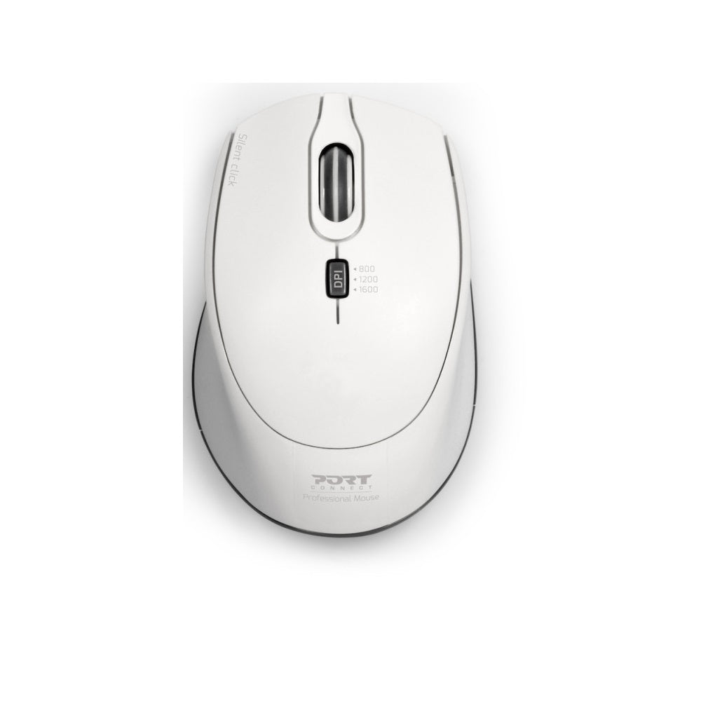 Port Connect Silent 2.4GHz Wireless Mouse – White (900714) — rear view