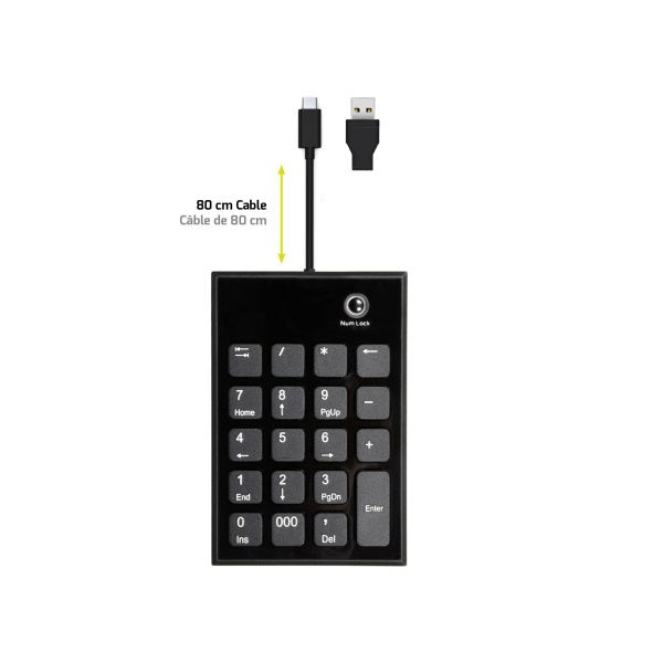 Port Connect Wired USB-C & USB-A Numeric Keypad (900801) — rear view
