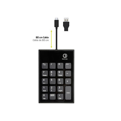 Port Connect Wired USB-C & USB-A Numeric Keypad (900801) — rear view
