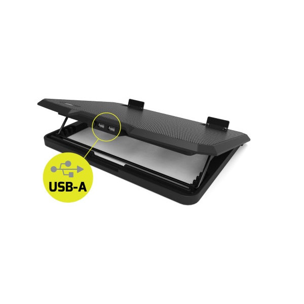 Port Connect Ventilated Adjustable Laptop Stand (901099) — in use