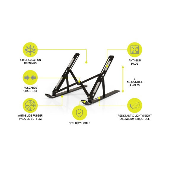 Port Connect Foldable Laptop Travel Stand (901107) — side view