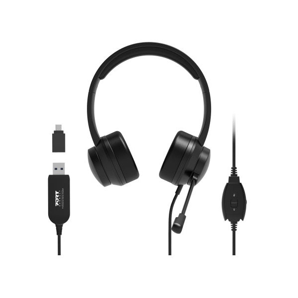 Port Connect USB Comfortable Stereo Office Headset with Microphone (901605) — detail view