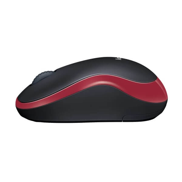 Logitech M185 Wireless Mouse – Red (910-002237) — side view
